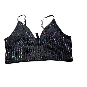 H&M Divided Black Sequin Top